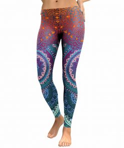 2021 New Design Color gradient Leggings Women Mandala Flower 3D Digital Printing Legging Fitness Leggins Elastic Trousers Pants