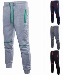 2021 New Style Fashion Men's Casual Trousers Joggers Soccer Athletic Pants Drawstring Patchwork With Pocket