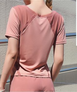2021 Sexy lady's mesh t-shirt yoga summer activewear fitness sports wear for women gym shirt short sleeve loose tshirt quick dry