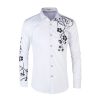 2021 Spring and Autumn New Men's Shirt Korean Slim Wisteria Flower Print Long Sleeve Buckle Lapel Sports Casual Top M-5XL