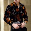 2021 Summer New Men's Shirt High Street Long Sleeve Lapel Hollow Breathable Cool Slim Non-iron Shirt Men's Casual Sports Top