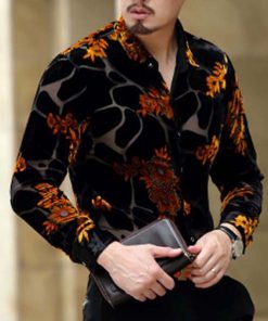 2021 Summer New Men's Shirt High Street Long Sleeve Lapel Hollow Breathable Cool Slim Non-iron Shirt Men's Casual Sports Top