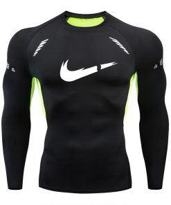 2021 new men's compression long-sleeved shirt men tight-fitting T-shirt sports tights fitness gym training shirt brand