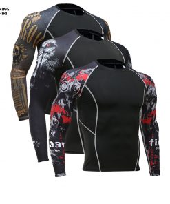3D Print T-Shirt Men's Gym Running Shirt Compression Tights Breathable Long Sleeve Sports Rashguard Jersey Free Shipping