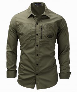 3XL Mens Long Sleeve Zipper Lapel Cotton Military Shirt Cardigan Outdoor Sports Riding Climbing Breathable Tactical Shirts Tops