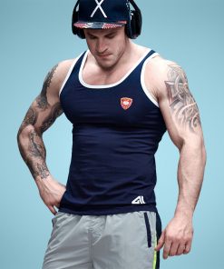 Aimpact Cotton Mens Tank Tops Slim Fitted Bodybuilding Xman Muscle Police Fitness Tights Sexy Crossfit Workout Tees AD27