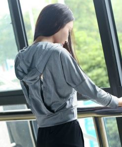 Aipbunny 2021 Long Sleeves Sexy back Design Sport Hoodie Gym shirt Fitness Tops tees Sportswear Running Woman Athletic t-shirts