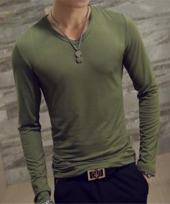 Autumn long-sleeve t-shirt Men v-neck Casual Slim Fit Cotton shirt Small V neck Looose Tops Male Sports T shirt Tracksuit hombre