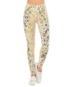 Brands Women Fashion Legging Gold Fluorescence Leopard Printing ombre leggins Slim legins High Waist Leggings Woman Pants