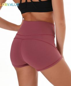 Coloravlue Soft Nylon Fitness Jogger Shorts Women High Waist Solid Sport Workout Shorts Slim Tummy Control Gym Athletic Shorts