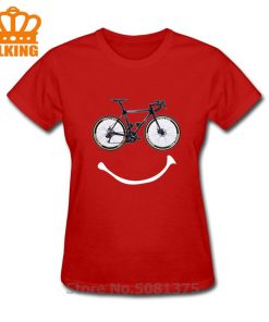 Cycling LOVE Bicycle Athletic Sports Bike Happy Race Bicycle Women Round Neck T-Shirt cotton tee shirt, tops wholesale tee femme