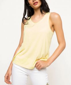 DeFacto Summer Light Yellow Women Sleeveless Athlete Top Tees Women Casual Loose T-Shirts Female Top Cloth-H8685AZ17HS
