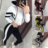 Hooded Tracksuit For Women 2021 Autumn Long Sleeve Sport Suit Womens 2 Pieces Set Fashion Outfits Stripe Athletic Sportswear