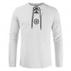 JAYCOSIN 2021 New Summer Men Shirts Casual Sports Cotton Linen Solid V-Neck Long Sleeve Draws Tops Blouses camisas hombre 9612