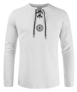 JAYCOSIN 2021 New Summer Men Shirts Casual Sports Cotton Linen Solid V-Neck Long Sleeve Draws Tops Blouses camisas hombre 9612