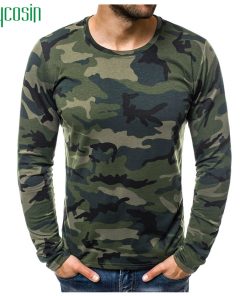 Men Casual Basic T-Shirt Long Sleeve Patchwork Camouflage Print Fashion Slim Tees Comfort Plus Size Men Sports T-Shirt Tops