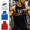 Men Gym Singlet Tank Tops Loose Breathable Bodybuilding Tops for Summer J9