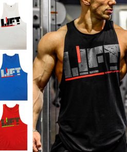 Men Gym Singlet Tank Tops Loose Breathable Bodybuilding Tops for Summer J9