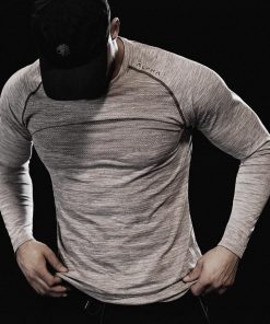 Men Long Sleeve Tshirt Bodybuilding Shirt O-Neck Quick Dry T Shirt Sports Workout T-shirt Men Casual Clothing