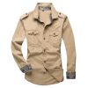 Men's Mountaineering Outdoor Sports Epaulette Slim Fit 4 Colors Shirt Men Casual Long Sleeve Fashion Denim Shirt Outwear