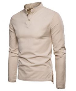 Men's four seasons pullover head round collar leisure long sleeve shirt, men's fashion leisure business sports long sleeve shirt