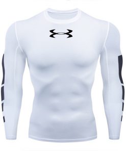 Men's sports new quick-drying fitness T-shirt people running T-shirt 3D compression tights men's brand fitness long sleeves