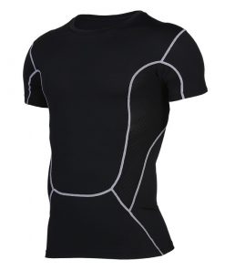 Mens Fitness Running TShirt Quick Dry mesh Breathable Short Sleeve Tight tee shirts Workout Sports Tops shirt for Male