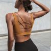 Mermaid Curve 2021 Women Sexy V Collar Yoga Bra Back Cross Hollow Design Sports Bra Woman Shockproof Fitness Yoga Push Up Bra