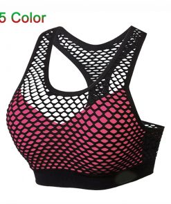 Mesh Sports Bra Hollow Out Sport Top Seamless Fitness Yoga Bras Women Gym Top Padded Running Vest Shockproof Push Up Crop Top