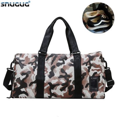 New Camouflage Fitness Bag Leather Women Sports Bags With Shoes Compartment Gym Bag Arge Capacity Travel Shoulder Handbag Bag