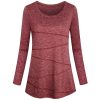 New Women Long Sleeve Solid Color Tops Round Neck Loose Fitting Athletic Shirt Fashionable Sport Pullover Female T-shirt