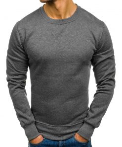 PUSEKY  Mens Slim Tight Capless Hoodie Top Long Sleeve O-neck Shirt Men Pullover Sports Shirt