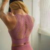 SALSPOR Fitness Shockproof Mesh Sports Bra Women Seamless Push Up Yoga Bras Gym Tank Tops Running High Impact Active Wear Female