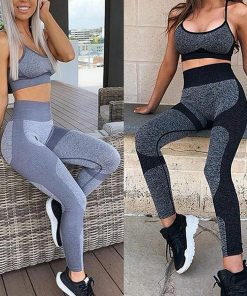 Seamless Yoga Set Women Fitness Clothing Top Sportswear Woman Gym Leggings Padded Push Up Strappy Sports Bra Sexy Sports Suits