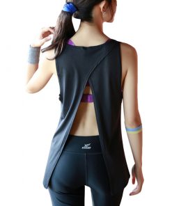Sexy Backless Women Yoga Top Sport Shirt Women Gym Shirt Sleeveless Women Running Sport T Shirt Women Yoga Workout TShirt