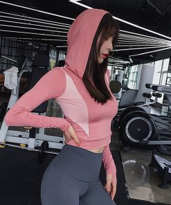 Sexy Spliced Hoodie Sport Top Women Long Sleeve Fitness Tops Running Athletic Sweatshirt Gym shirt Slim Quick drying Yoga Top