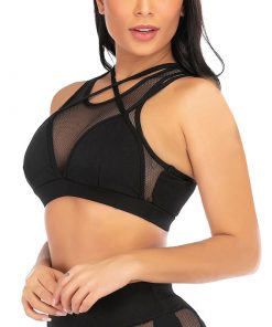 Sfit 2021 Fashion Women Deep V Perspective Sexy Delicate Doreen Non-Wired Everyday Sports Bra Solid Color Yoga Running Vest