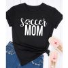 Soccer Mom T-shirt Women Soccer Football Print Game Day Sports Tshirt Summer Casual Graphic Funny Tops Tees Mom Life Gift Shirt