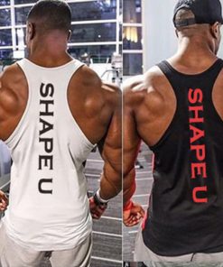 Solid Gym Men Stringer Tank Top Bodybuilding Fitness Singlets Muscle Vest Tee basketball jersey