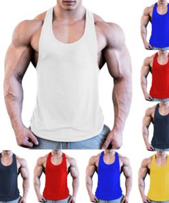 Summer Men Casual Sleeveless Loose Gym Muscle Shirt Tank Top Sports Bodybuilding Fitness Athletic Vest Singlets