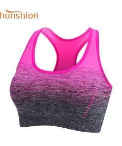 THUNSHION Sports Bra High Stretch Breathable Top Fitness Women Padded for Running Yoga Gym Seamless Crop Bra Gradient Sport Bra
