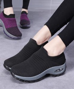 Tennis Shoes for Women Platform Sneakers Spor Ayakkabi Bayan ourdoor Sports Solid color Breathable sock footwear Zapatos Mujer