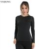VEQKING Women Quick Dry Compression Fitness T-shirt,Long Sleeve Athletic Running Workout Top,Plus Size S-XL Sports Yoga Shirt