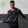 Vansydical Mens Workout Shirts Gym Running Compression Top Tights Stretchy Training tshirt Fitness Sports T-shirts Crossfit Tops