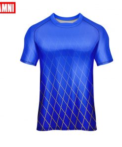 WAMNI Man Short Sleeve Tee Racing Sports Wear Breathable Casual U-Neck Top Polyester Quick drying Tshirt Running Loose T-shirt