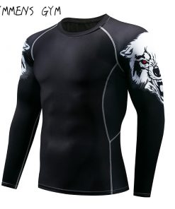 Wolf 3D Printed shirt Compression Tights Men Fitness Running Shirt Breathable Long Sleeve Sports Rashgard Gym Cycling Clothing