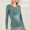 Women Gym Workout Casual Breathable Quick Dry Long Sleeve Sport shirts Jogging Athletic Female Comfy Loose Yoga Top SY09