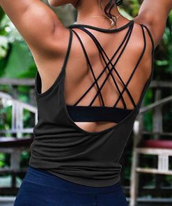 Women Open back Activewear women's padd yoga top tank woman sports vests fitness running shirt gym workout clothes