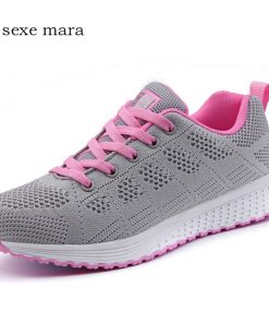 Women Running Shoes Breathable Mesh Lace Up Flat Sneakers women Black Sport gym Woman Designer Shoes for Girls zapatos de mujer