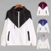 Women Sport Coat Long Sleeve Patchwork Thin Skinsuits Hooded Zipper Pockets Spliced Athletic Outwear abrigos mujer invierno^40
